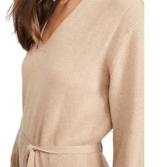 Vince Wool Cashmere Camel Tan Long Sleeve Tie Sweater Dress | SZ S - Picture 12 of 14